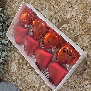 Ikea 2" Red Heart Ornaments Set of 8